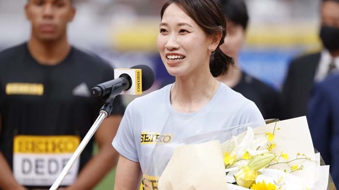 【セイコーゴールデングランプリ2022】福島千里選手引退セレモニー:笑顔で挨拶